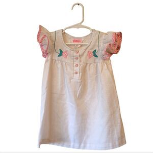 Vintage Kawalla White Floral Ruffle Sleeve Dress